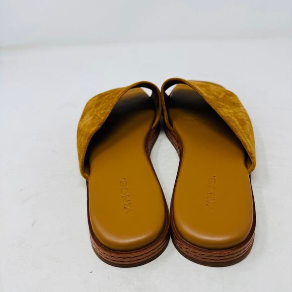 Vince Mustard Suede Platform Slide Sandals Minimalist Modern Summer Shoes Size 6 - Picture 8 of 12